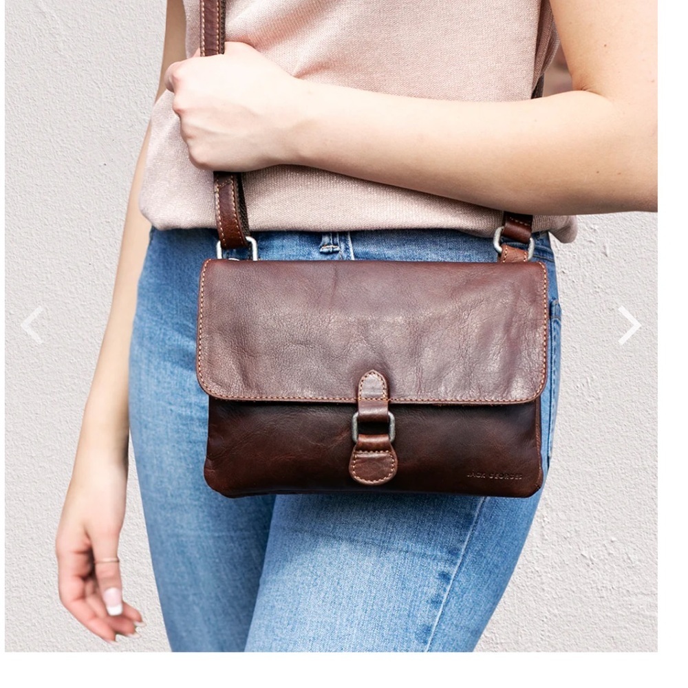 Jack Georges Brown Buffalo Leather Crossbody Card Holder Bag